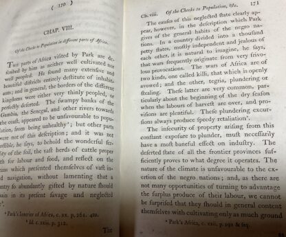 An Essay on the Principles of Population; or, a View of its Past and Present Effects on Human Happiness; With an Inquiry Into Our Prospects Respecting the Future Removal or Mitigation of the Evils Which it Occasions : With  [William Hazlitt] Reply to the Essay on Population by the Rev. T.R. Malthus, In a series of letters. To which are added, Extracts from the Essay; with notes. [Three Volume set in a custom clamshell box] - Image 6