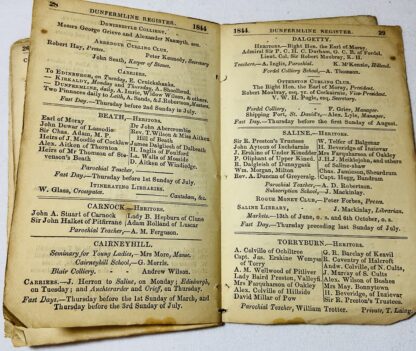 The Dunfermline Register for 1844,  containing many useful lists, connected wth the western district of Fife, the counties of Clackmannan & Kinross, and the Culross district of Perth-Shire comprising public offices, civil and religious institutions, fairs, roads, coaches, carriers, shipping, &c. within these districts. (To be continued annually) - Image 3