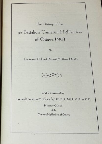 The History of the 1st Battalion Cameron Highlanders of Ottawa (MG) - Image 3