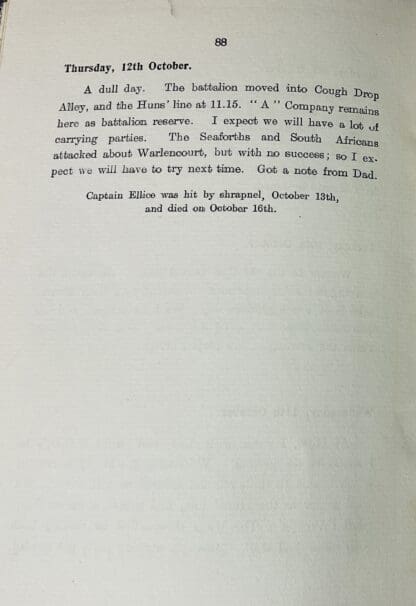 War Diary and Letters of Captain A. Ellice, 5th Battalion, Cameron Highlanders - Image 5