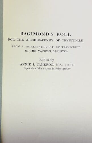 Bagimond's Roll, for the Archdeaconry of Teviotdale