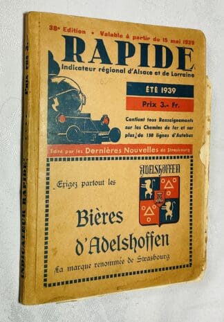 Rapide: Indicateur régional d'Alsace et de Lorraine, 38e valable à partir du 18 mai 1939