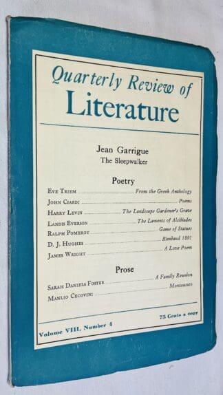 Quarterly Review Of Literature: Volume VIII, Number 4
