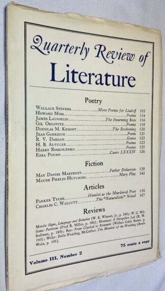 Quarterly Review Of Literature: Volume III, Number 2