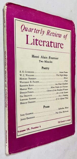 Quarterly Review Of Literature: Volume IX, Number 1