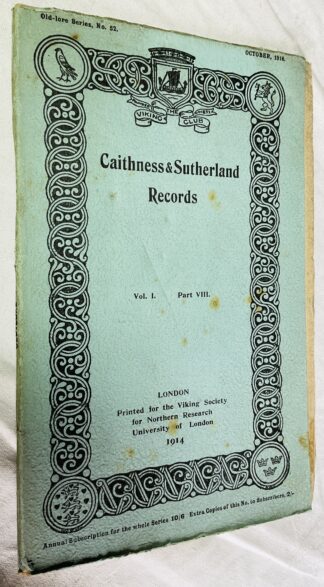 Caithness and Sutherland Records [Volume I Part VIII October 1914]